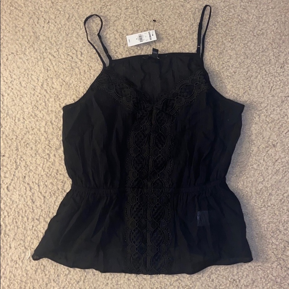 Express Black Lace Peplum Cami